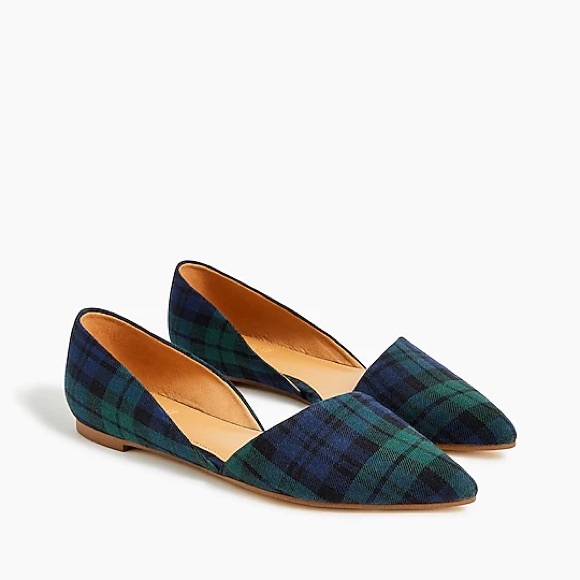 J. Crew Shoes - J Crew Blue Tartan Plaid Pointed Toe Ballet Flat